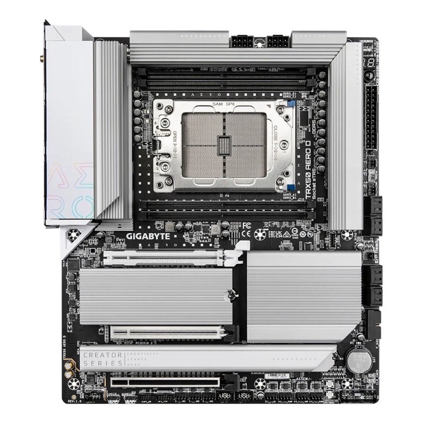 GIGABYTE TRX50 AERO D mātes plate AMD TRX50 Socket sTR5 Paplašināts ATX – 2