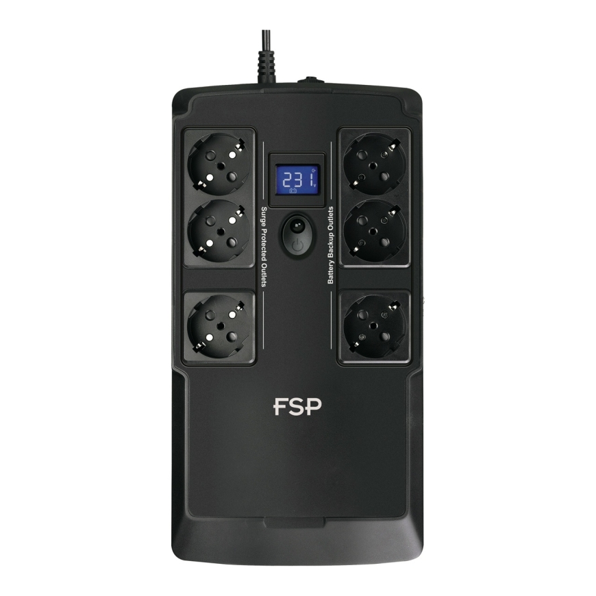 FSP NanoFit 800 puhvertoiteallikas (UPS) Ooteseisund (võrgust väljas) 0,8 kVA 480 W 6 vahelduvvoolu kontakt – 2