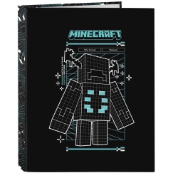 Safta Minecraft A4 kartono 4 žiedų segtuvas