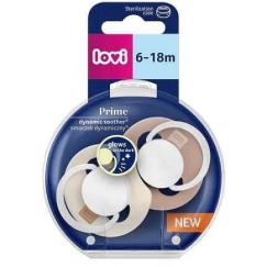 LOVI 34/437 Dynamic Silikoninis čiulptukas Prime 6-18m 2 vnt Ivory Glov/Blush Glow