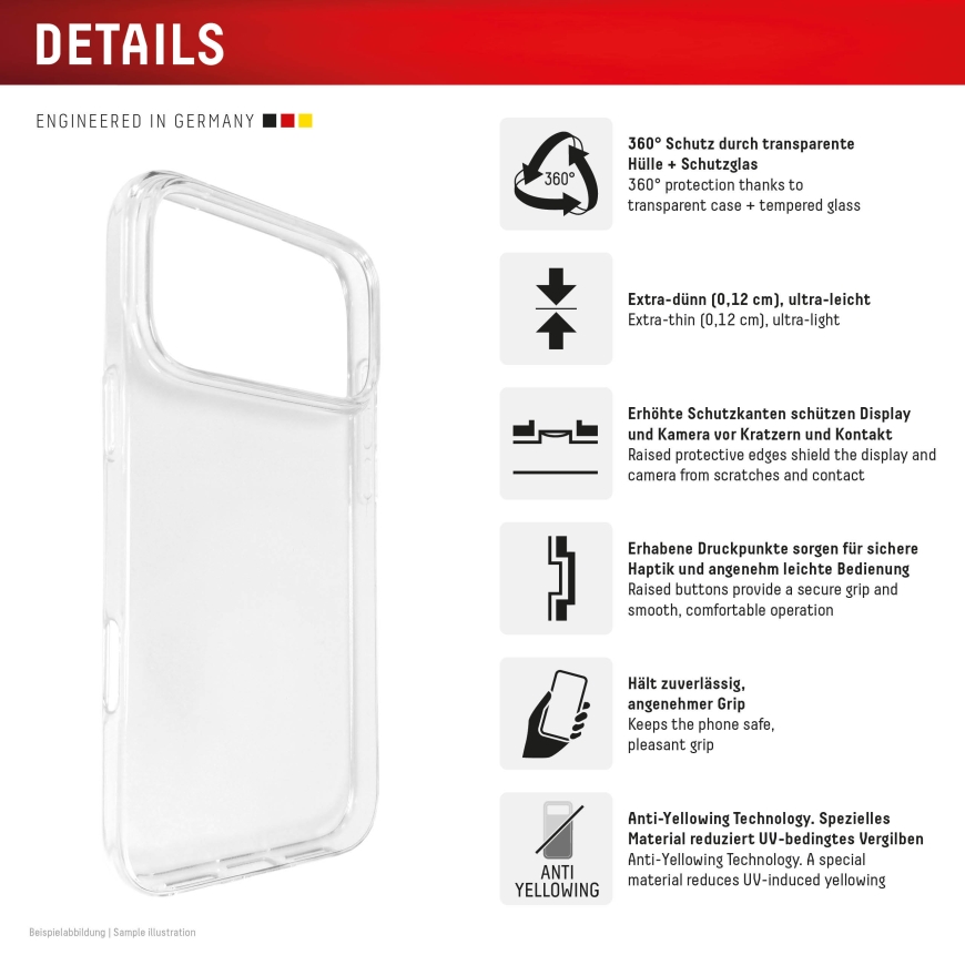 Displex Screen Protector + Case for Apple iPhone 2026 Pro/17 Pro, MountMaster, scratch resistant – 3