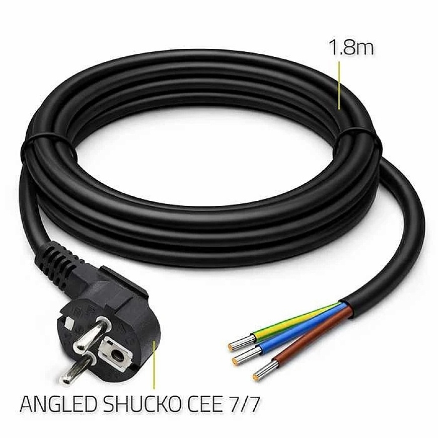 Qoltec Power Cable SCHUKO CEE 7/7 Angled 3x1.00 mm² 1.8 m – 2