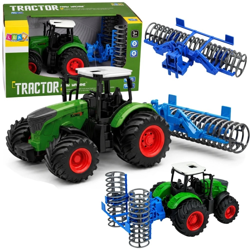 Tractor with roller 1:24 green