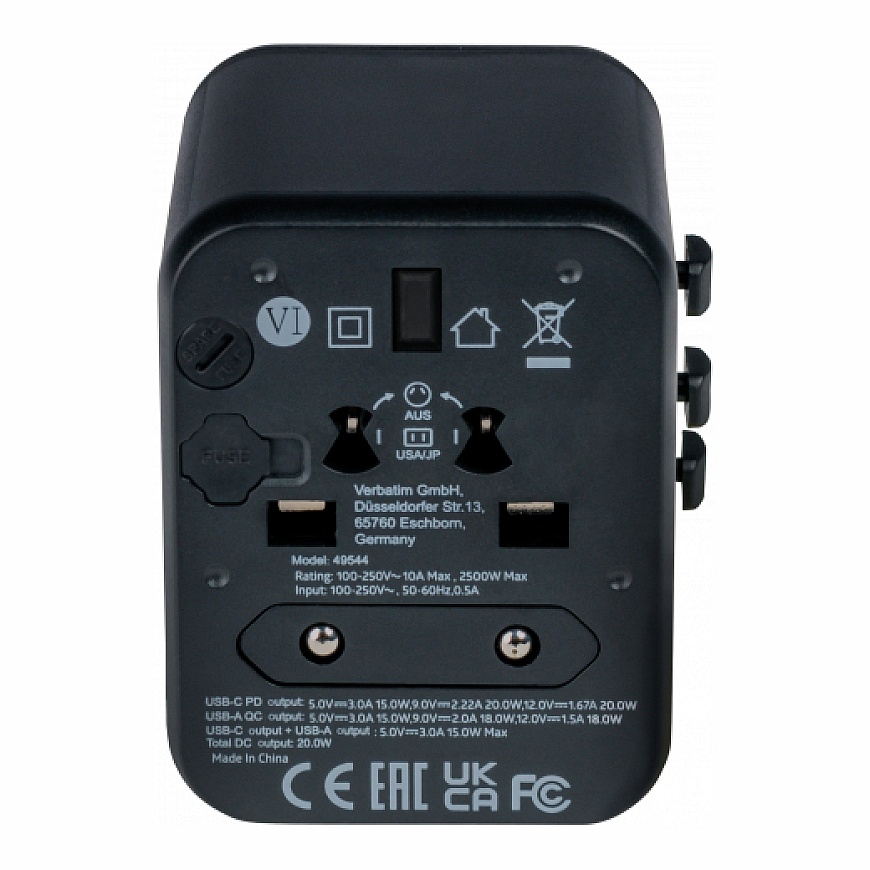 Verbatim 49544 elektriskās kontaktdakšas adapters Universāls