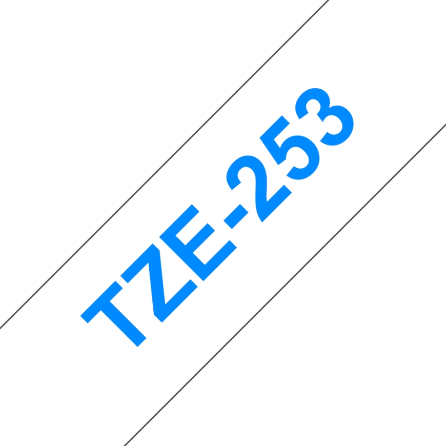 Brother TZE-253 этикеточная лента Синий на белом