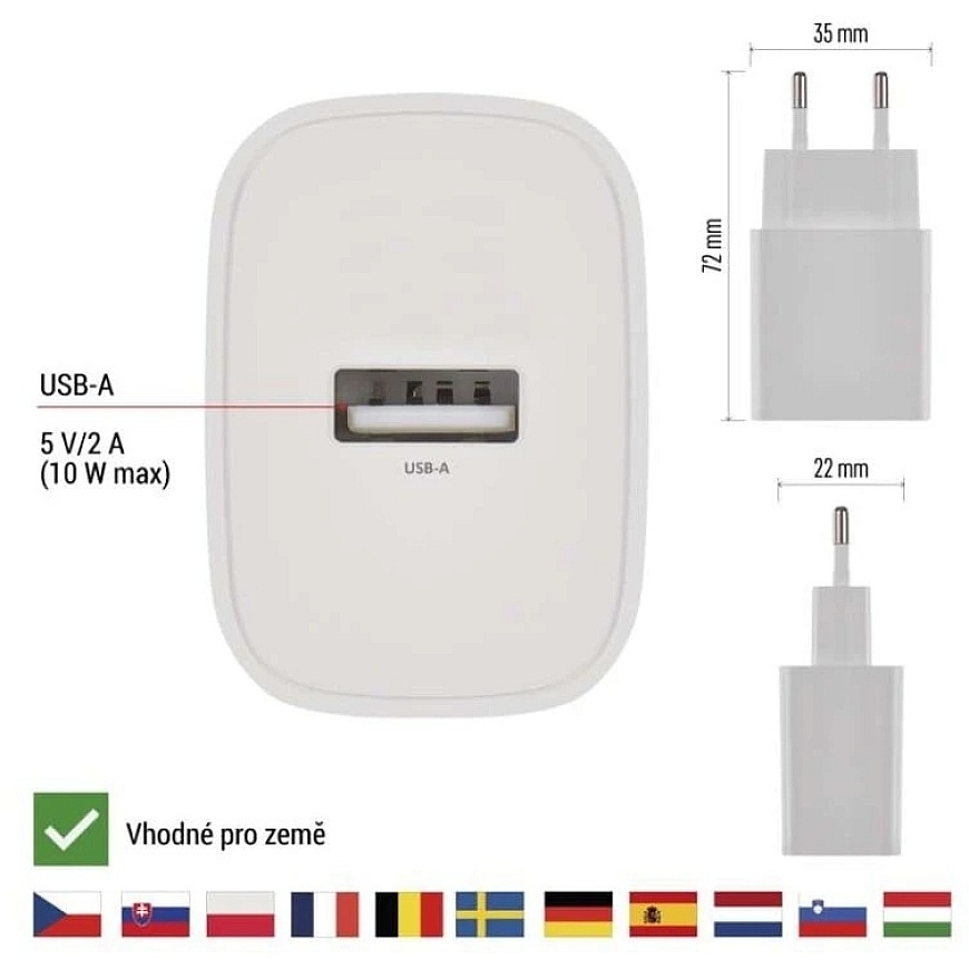 Emos Universal USB-adapteri BASIC sähkön verkkoliitäntään, 10 W maks. – 3