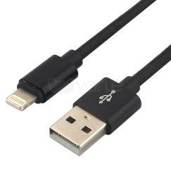 everActive кабель USB Lightning 1м - Чёрный, плетёный, быстрая зарядка, 2,4A - CBB-1IB