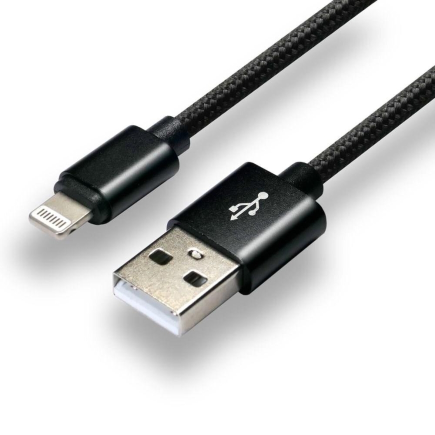 everActive USB Lightning Cable 1m - Black, braided, fast charging, 2.4A - CBB-1IB – 3