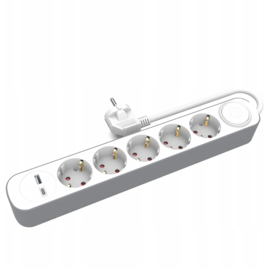 Plastrol 5-contacts schuko pagarinātājs ar slēdzi