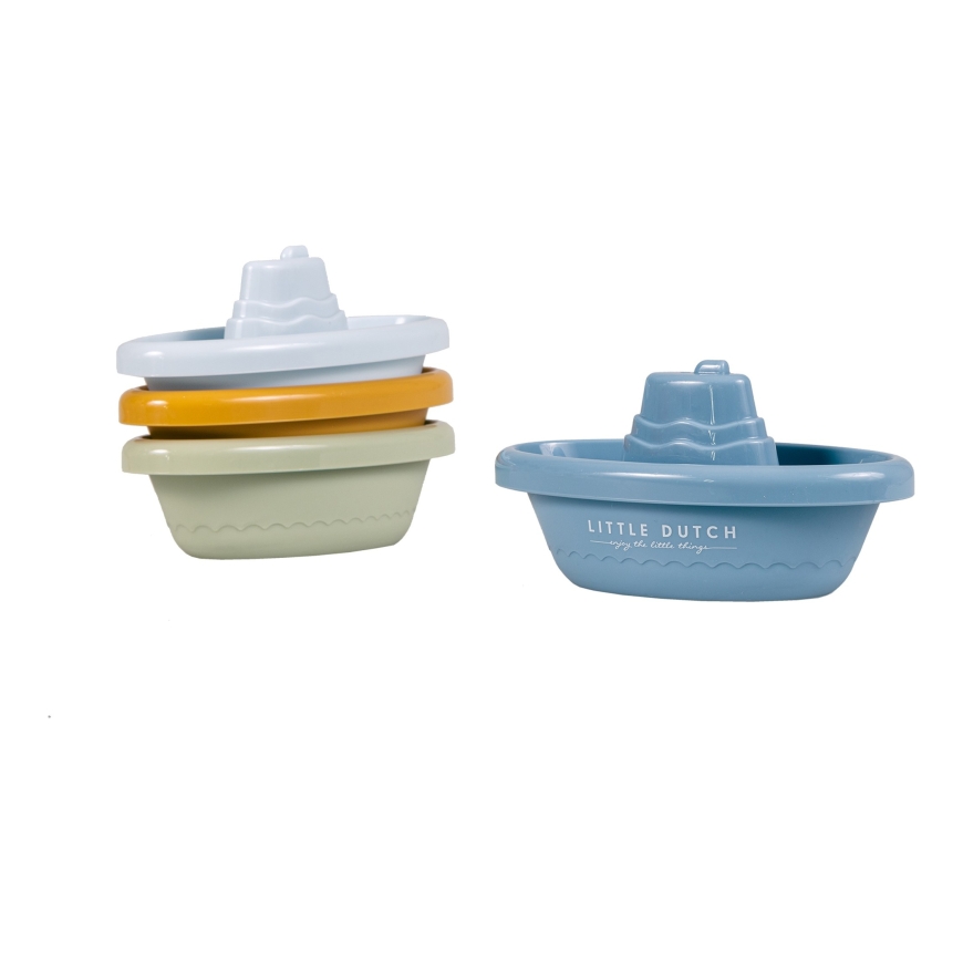 Rubo Toys Little Dutch Stackable Bath Boats Blue – 3