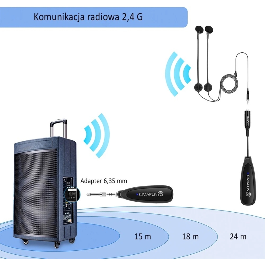 Kimafun CX710 Wireless Condenser Microphone System, 2.4 GHz, 15m Range – 2
