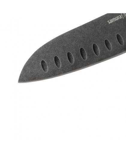 Samura MO-V Stonewash Santoku hollow ground 7.0''/180 mm. from AUS 8 Japanese steel 59 HRC – 4