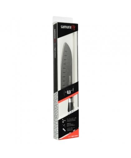 Samura MO-V Stonewash Santoku hollow ground 7.0''/180 mm. from AUS 8 Japanese steel 59 HRC – 8