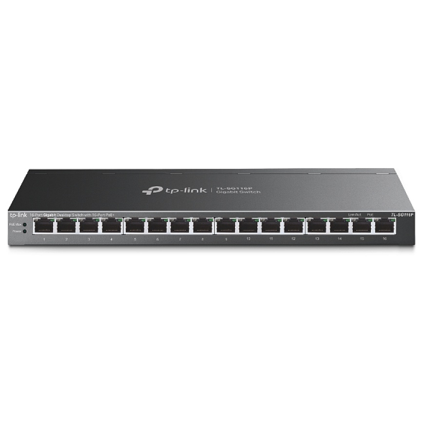 TP-Link TL-SG116P verkkokytkin Hallitsematon Gigabit Ethernet (10/100/1000) Power over Ethernet -tuki musta