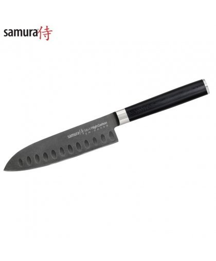 Samura MO-V Stonewash Santoku 5.4''/138mm. 59HRC. from AUS 8 Japanese steel 59 HRC