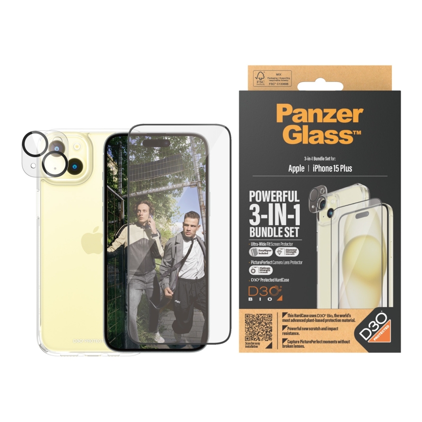 PanzerGlass ® 3-in-1 Bundle iPhone 15 Plus Kirkas näytönsuoja Apple 1 kpl – 2