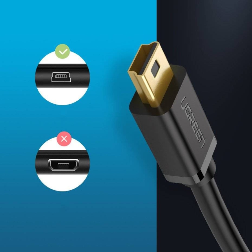 Ugreen US132 USB-kaapeli USB 2.0 2 m USB A Mini-USB B 0,48 Gbit/s Musta – 3