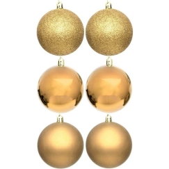 Mondex Christmas Decoration DECORATIVE PLASTIC BALLS, Safe, 6 pcs, 80 mm diameter, GOLD