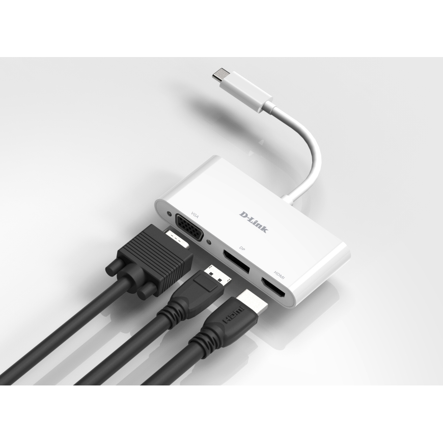 D-Link 3-in-1 USB-C to HDMI/VGA/DisplayPort Adapter – 3