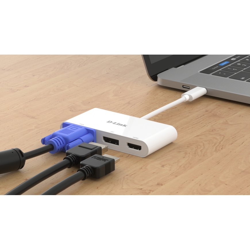 D-Link 3-in-1 USB-C to HDMI/VGA/DisplayPort Adapter – 4