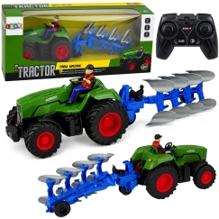 Lean Toys RC tractor with plow and farmer 1:24