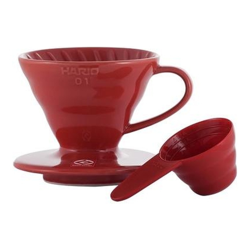 Hario V60-01 keramiskais kafijas filtrs sarkans