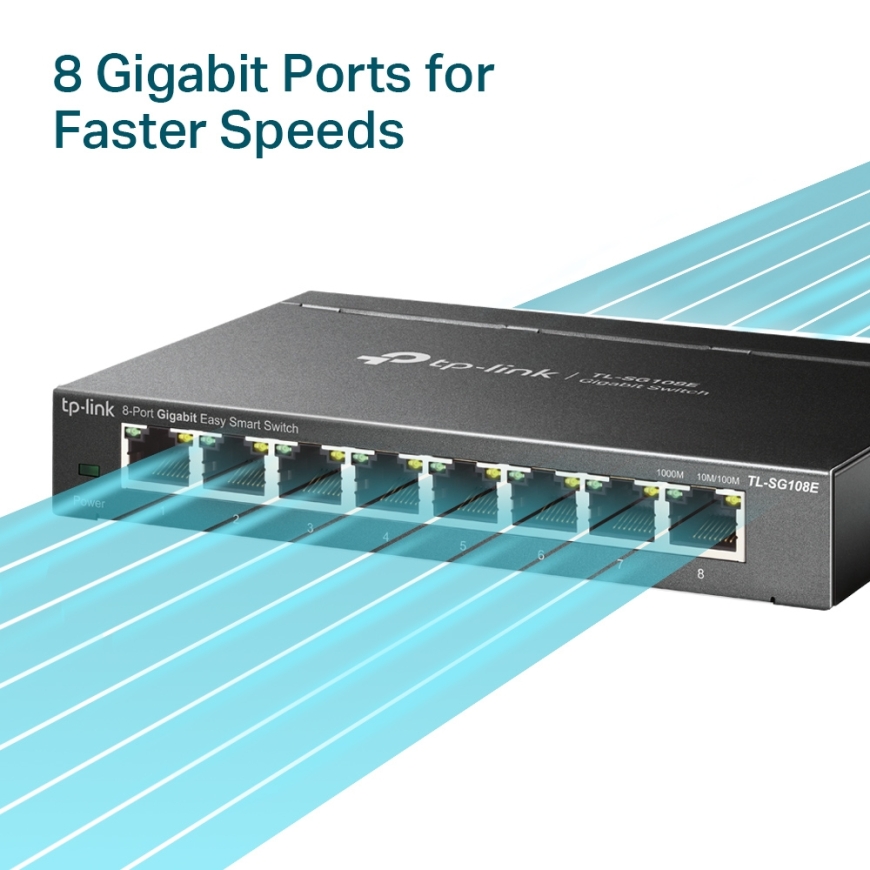 TP-Link TL-SG108E Hallittu L2 Gigabit Ethernet (10/100/1000) musta – 4