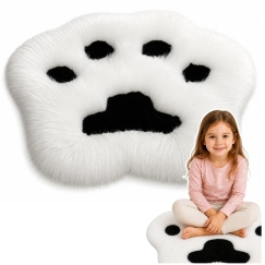 Lean Paw-Shaped Carpet, White with Black Accents, 60 x 60 cm