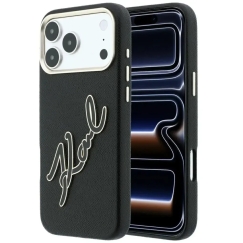 Karl Lagerfeld Smooth Big Resin Signature Logo Case for iPhone 18 Pro Max / 17 Pro Max Black