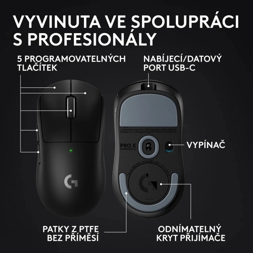 Pelė Logitech PRO X Superlight 2c SE, juoda – 3