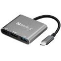 Sandberg 136-00 USB grafiskais adapteris Alumīnijs, Balts Sandberg 136-00 USB grafiskais adapteris Alumīnijs, Balts