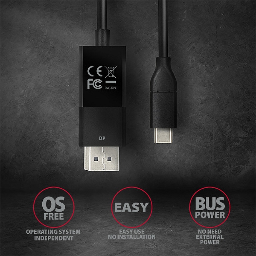 Axagon RVC-DPC video cable adapter 1.8 m USB Type-C DisplayPort Black – 5