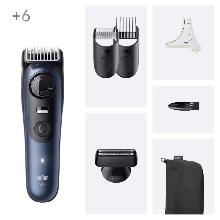 Braun BeardTrimmer 7 BT7520 Аккумулятор 40 2 cm Влажное и сухое Черный, Синий – 2