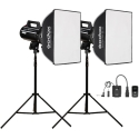 Studio flash lighting kit - Godox EazyFlow Studio Starter Kit 2×400 Ws, 60×60 cm Bowens softbox lightboxes, DM16 trigger, 280 cm Studio flash lighting kit - Godox EazyFlow Studio Starter Kit 2×400 Ws, 60×60 cm Bowens softbox lightboxes, DM16 trigger, 280 cm