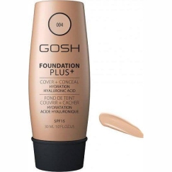 Gosh Foundation Plus+ Nestemäinen Meikkipohja & Peitevoide 2-In-1 004 Natural SPF 15, 30 ml