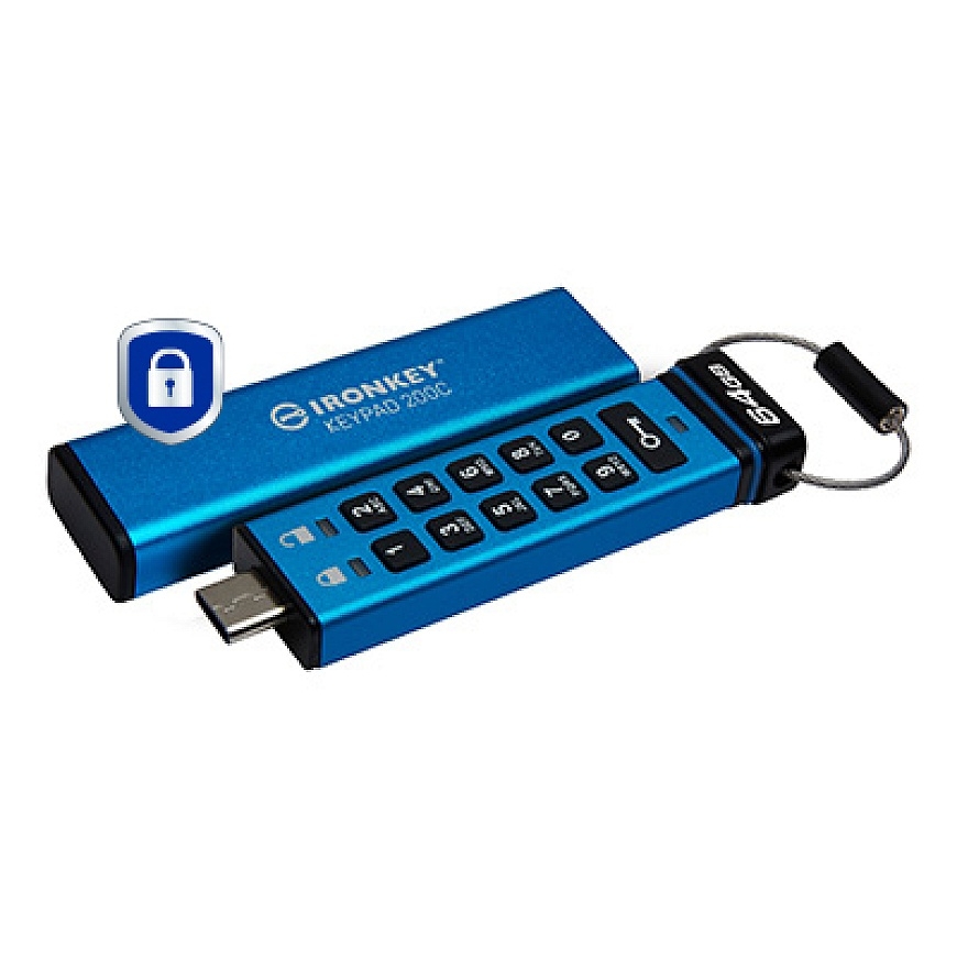 Kingston Technology IronKey Keypad 200 USB флеш накопитель 64 GB USB Type-C 3.2 Gen 1 (3.1 Gen 1) Синий – 2