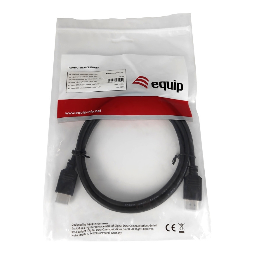 Equip 119310 HDMI kabelis 1,8 m HDMI A tipo (standartinis) Juoda – 3