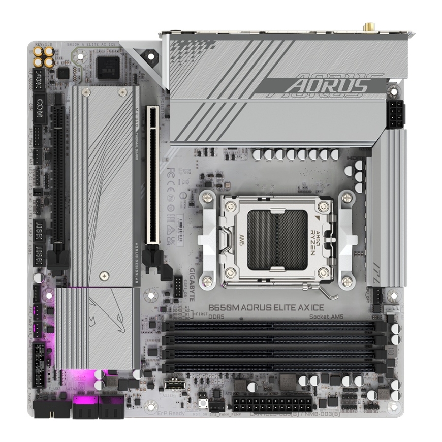 GIGABYTE B650M AORUS ELITE AX ICE mātes plate AMD B650 AM5 pieslēgvieta mikro ATX – 5