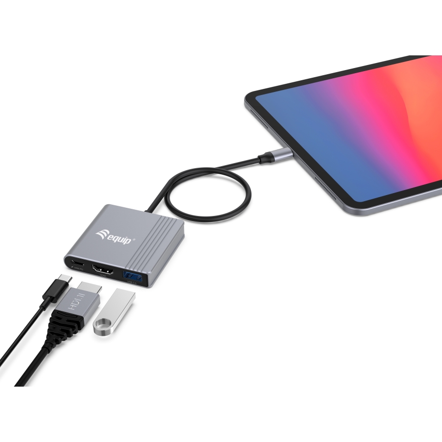 Equip 133488 USB ekrano adapteris 3840 x 2160 pikseliai Juoda, Pilka – 4