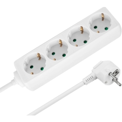 Rebel German Type Extension Cord 4 Outlets 5m Without Switch (3x1.5mm) White