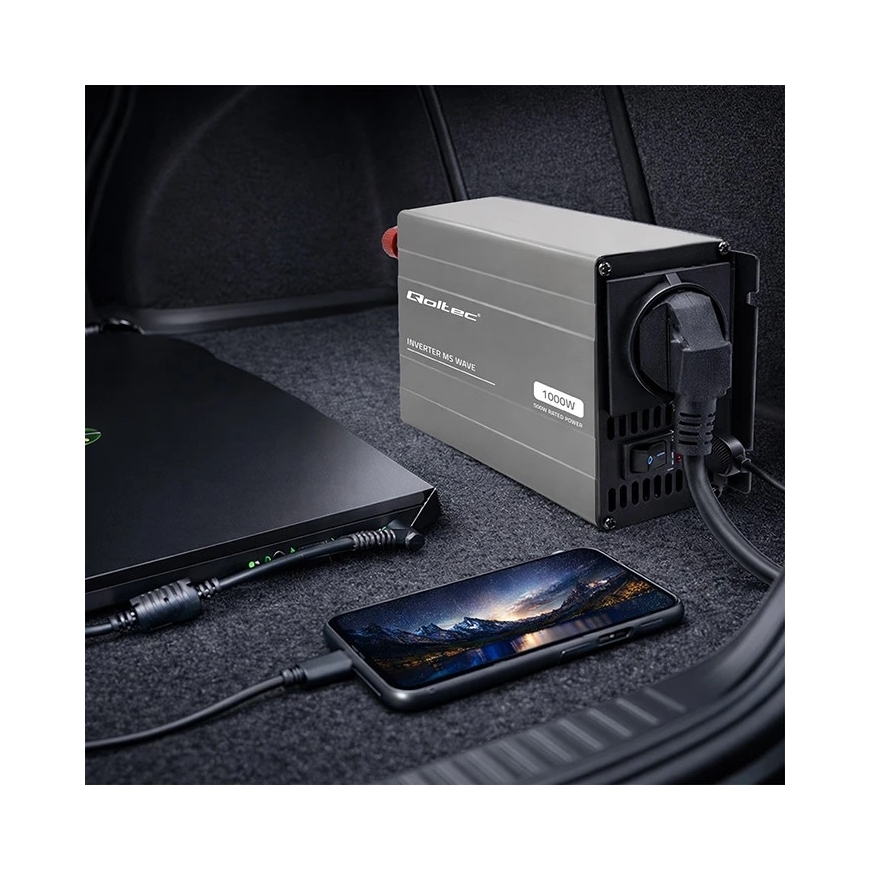 Qoltec MS Wave | 12 V - 230 V | 500/1000 W | USB – 2