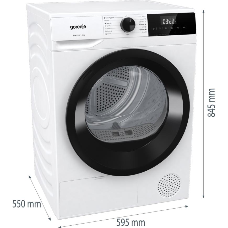 Gorenje DHNE82 veļas žāvētājs Brīvi novietots Ielādēšana no priekšas 8 kg Balts – 5
