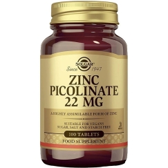 Solgar tsinkpükolinaat 22 mg, tabletid 100 tk