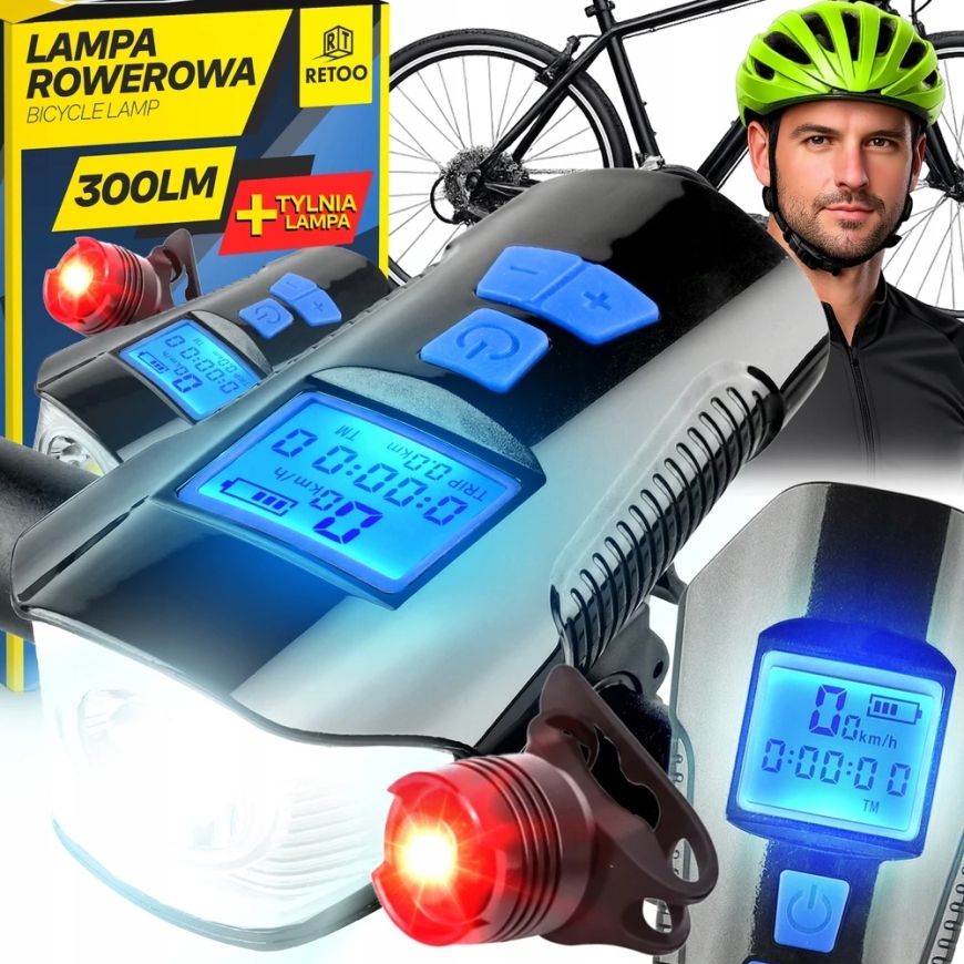 LED Bicycle Light, KM Meter, Speedometer, Rear - s092-1 + Rear Light – 3