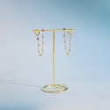 Troli Single Chain Earring with Colored Crystals Gold