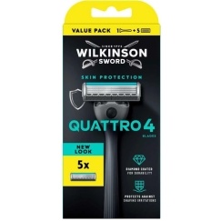 Wilkinson Sword Wilkinson Quattro 4 Razor, 5 Replacement Parts, 5 U
