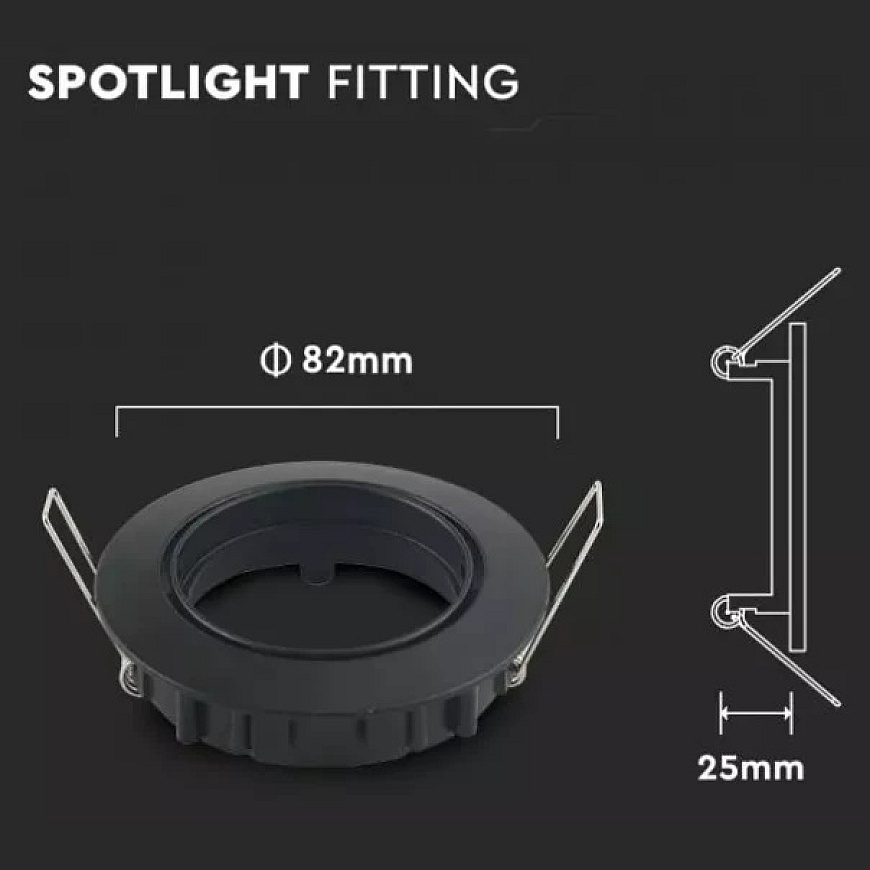 V-tac Recessed Frame, Black, GU10 – 2