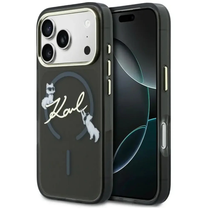 Dėklas Karl Lagerfeld Script Logo MagSafe iPhone 18 Pro Max / 17 Pro Max musta