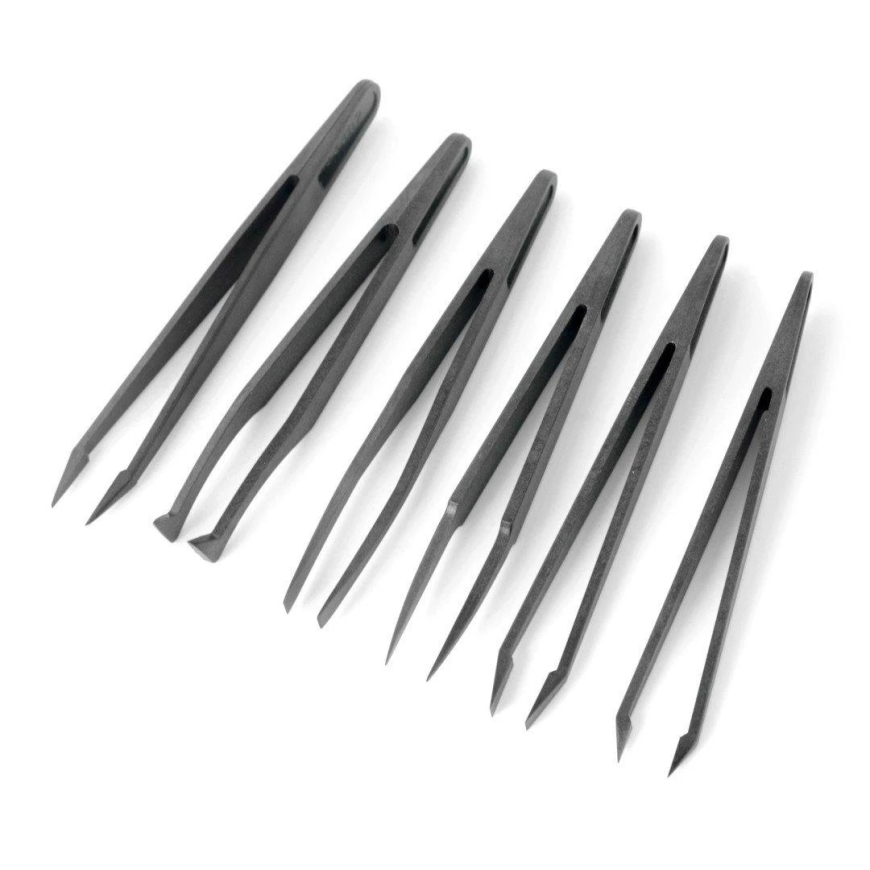 OEM Antimagnetic Plastic Tweezer Set 6 pcs