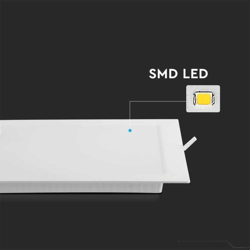 V-tac 24W LED recessed panel, square, white, 4000K – 5